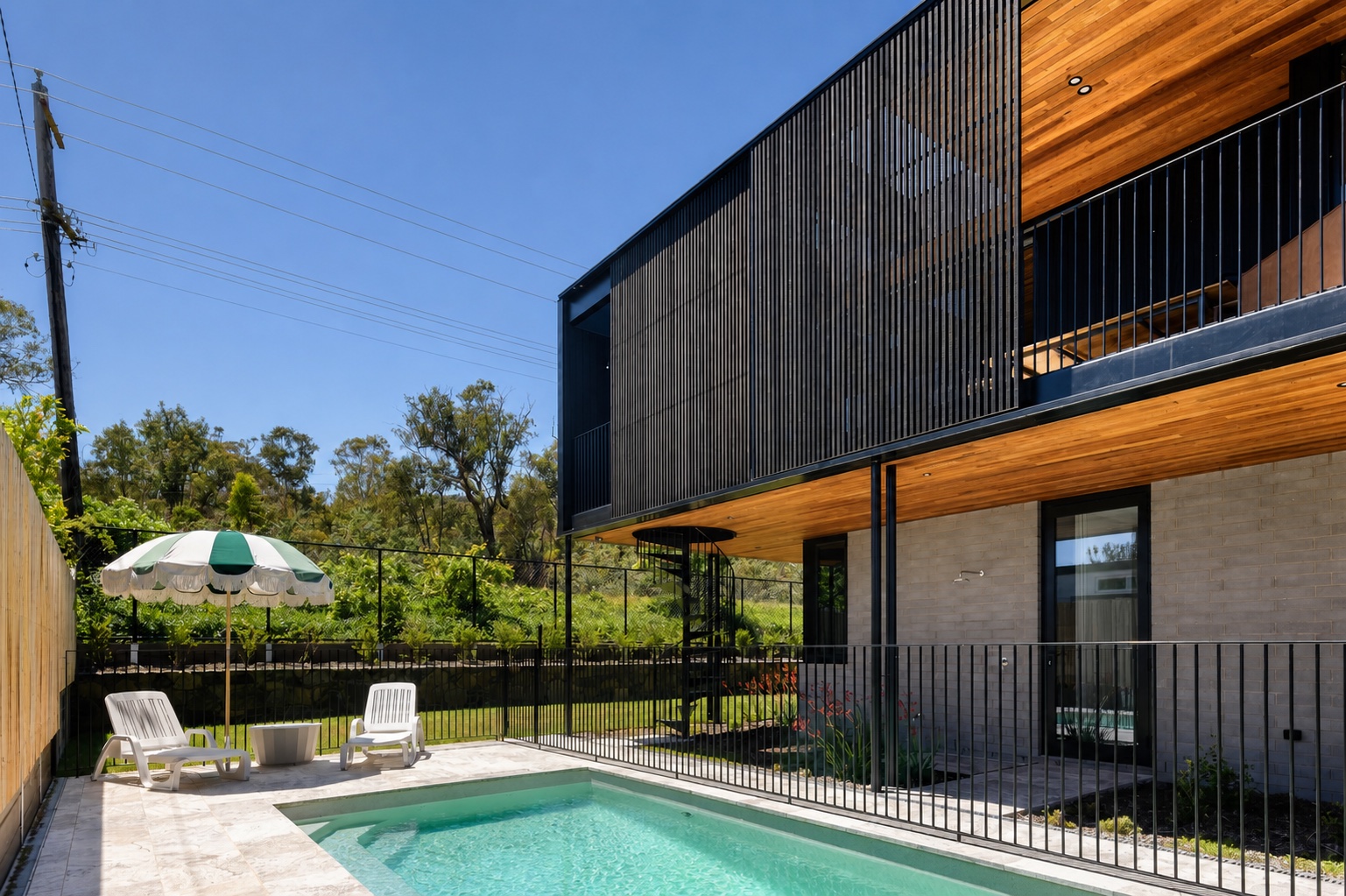 Ainslie pool integrated with contemporary architecture and landscaping